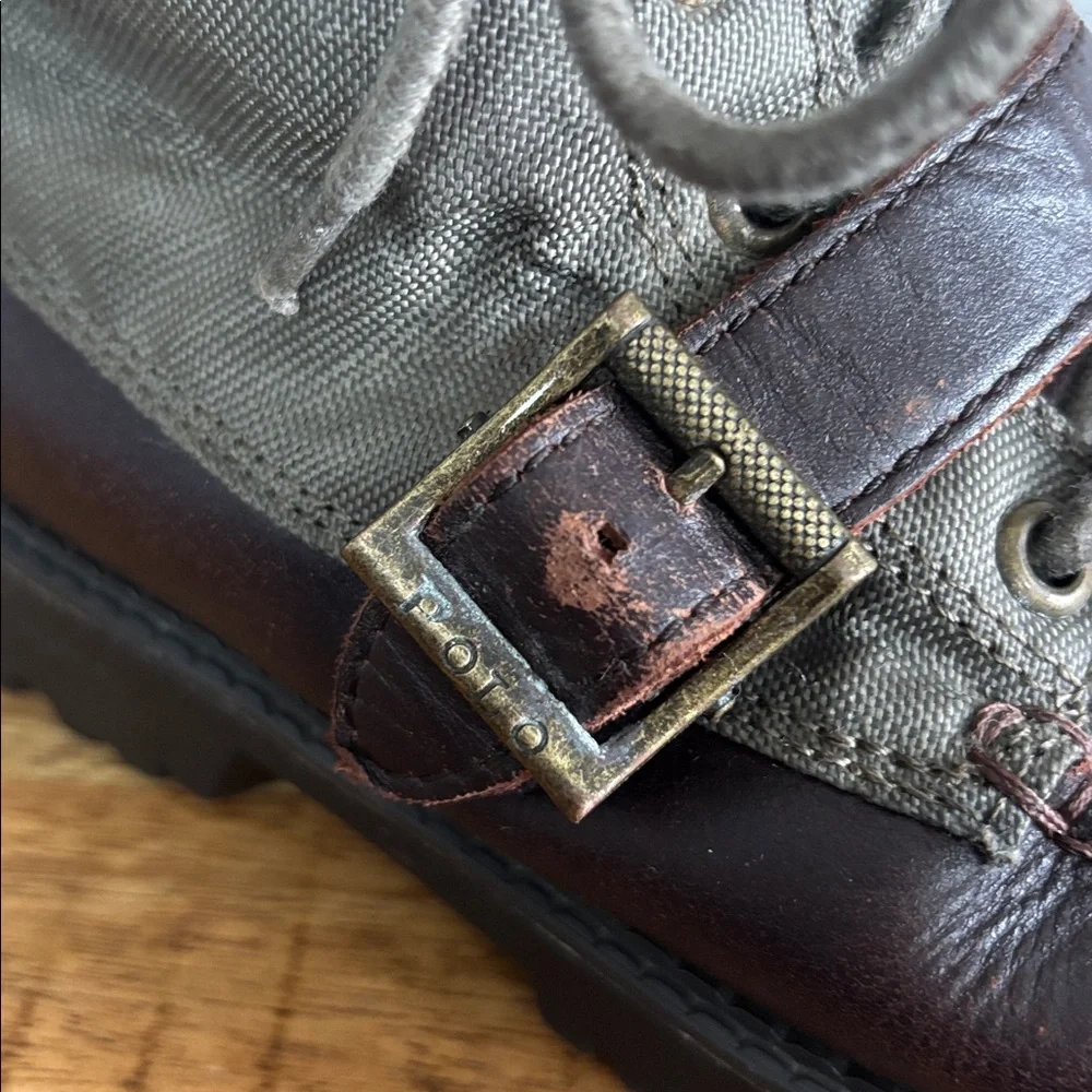 Polo Ralph Lauren Ranger Tumbler Youth Canvas and Leather Lace-Up Boots size 4